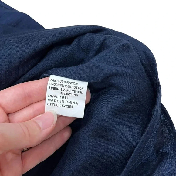 Solitaire Navy Blue Crochet Detail Shift Dress S - Picture 3 of 4